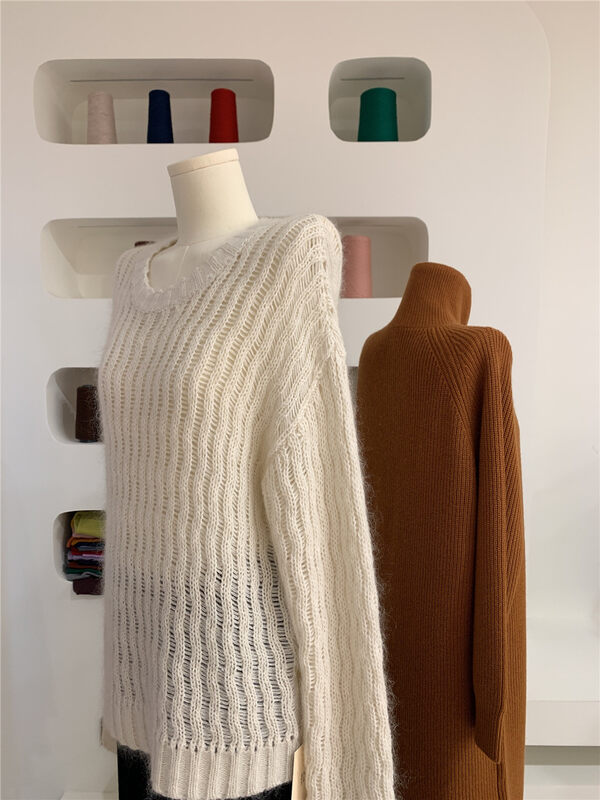 [Concept Store-Wufan] Round neck hollow simple all-match warm sweater YF-19-2211# CHO
