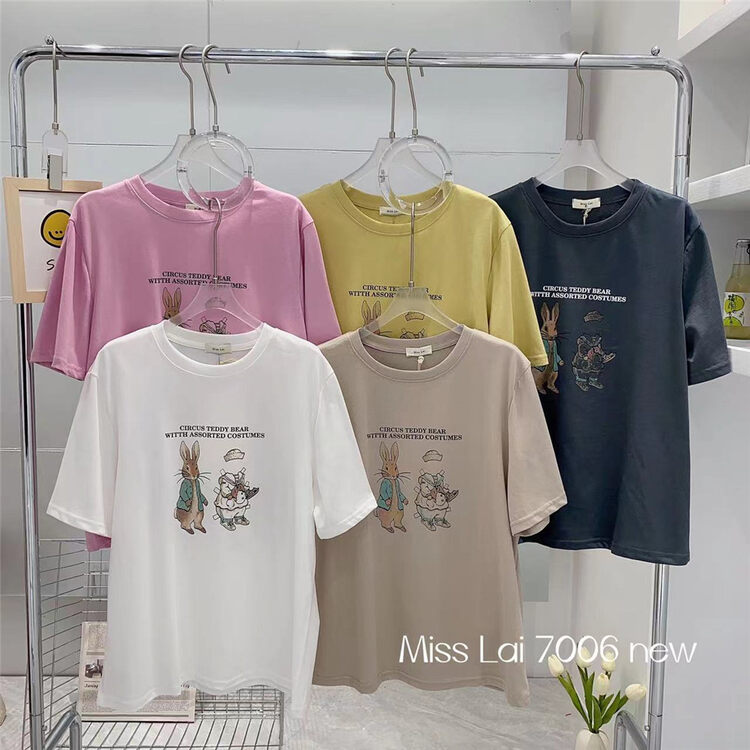 2023早春新款！【HH &MISS LAI】韓系圓領趣味印花短袖T恤  YS1-7006#  L