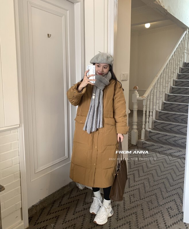 【FROM ANNA/TABLE BLUE】Fashionable Standing Tie Hood Warm Down Jacket (Contains 90% White Duck Down) 228913# LSW