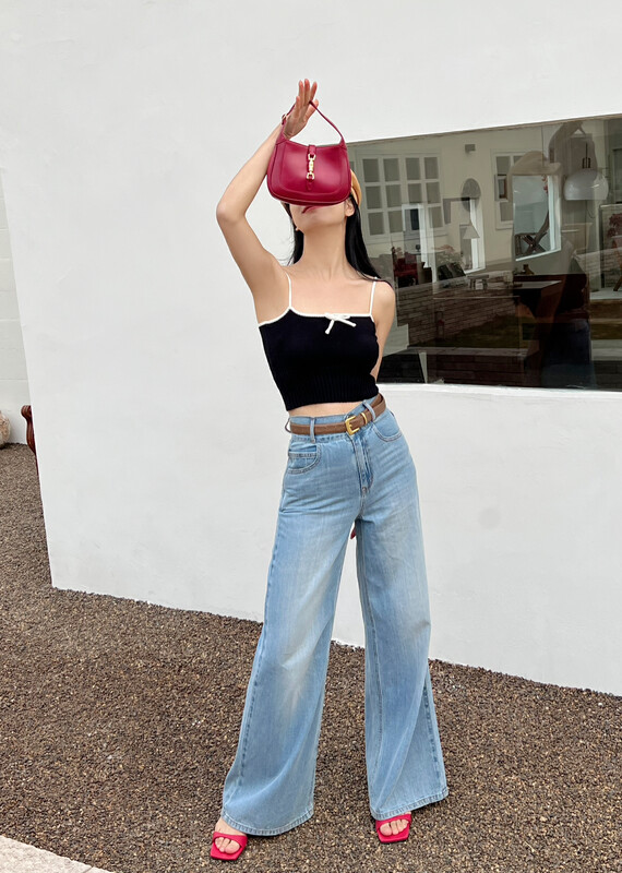 2023 early spring new! [TABMINI] simple loose wide-leg jeans (with belt) C19214-SA# LXC