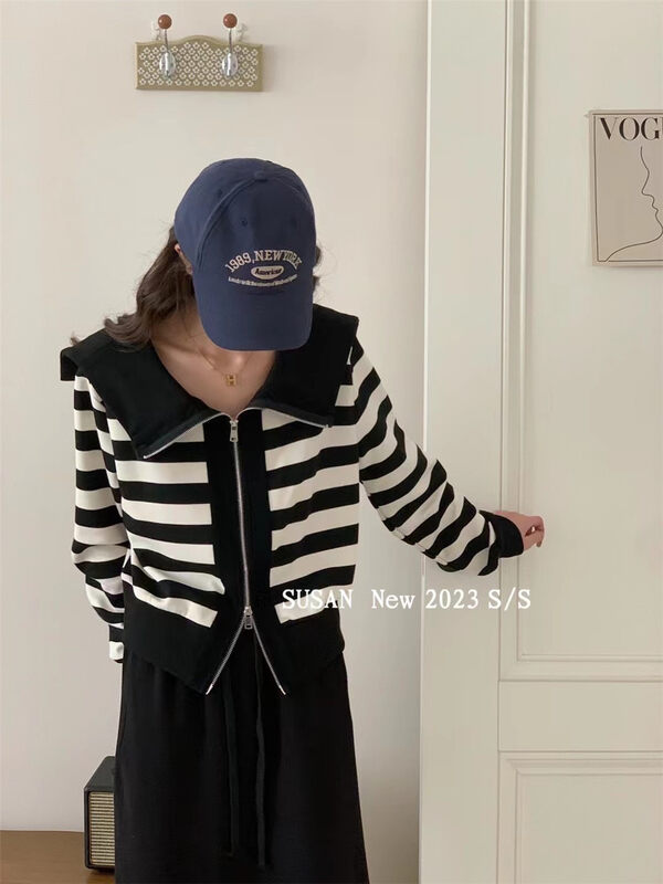 2023 early spring new! [SUSAN] Korean striped age-reducing fashion knitted cardigan 81506# LSW