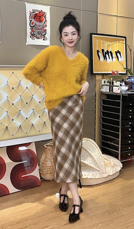 【SAVAGE】Retro Versatile High Waist Plaid Skirt S2035# WPL