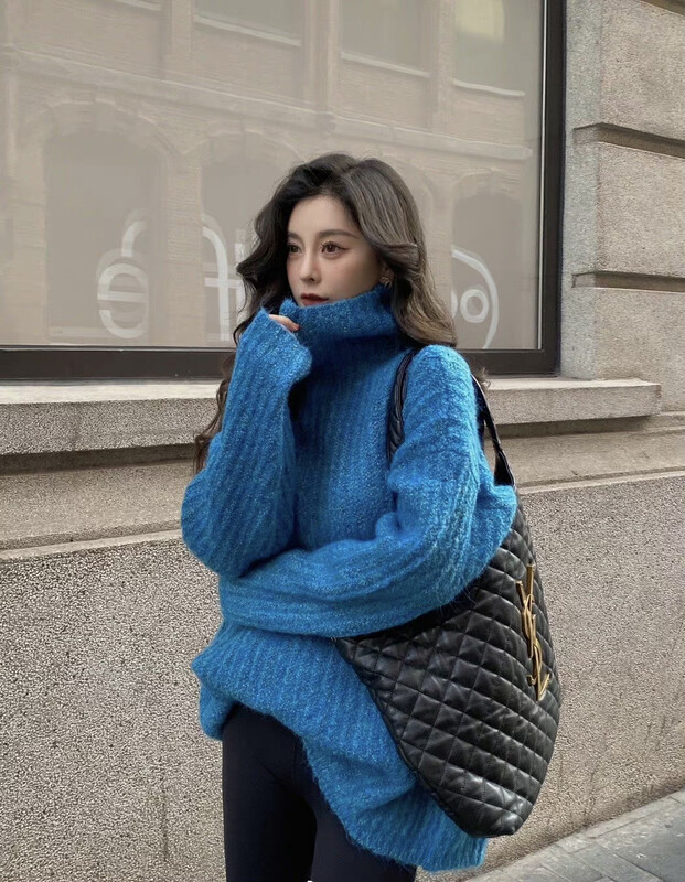 【SAVAGE】French atmosphere lazy style turtleneck warm sweater S2039# WPL