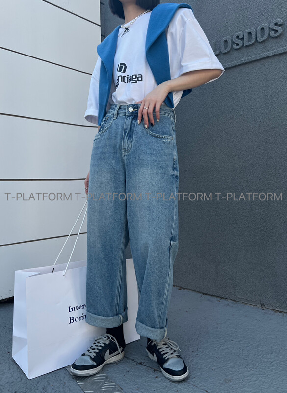 2023 early spring new style! 【T-PLATFORM】pocket color matching straight slim jeans 35105# CLS