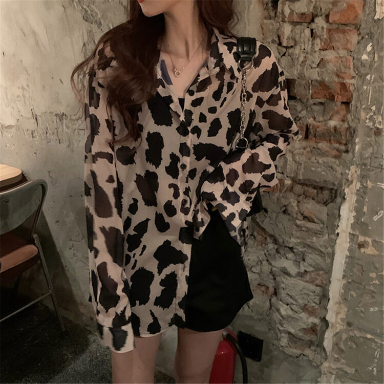 【L.L STUDIO】Leopard print shirt with niche design 78751# PCZ