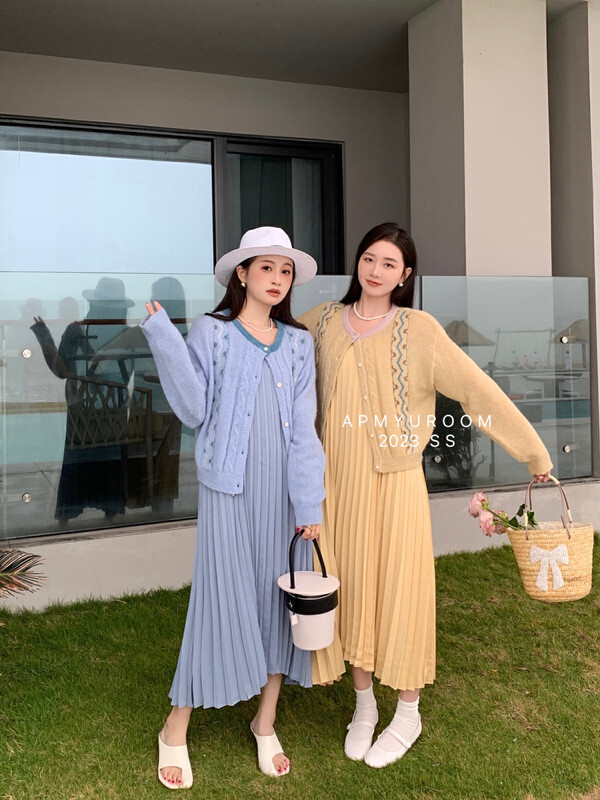 2023 early spring new! [APM YUROOM] Elegant retro embroidery knitted cardigan 23605# LSL