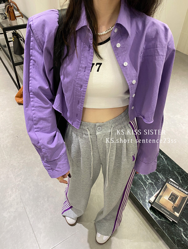 2023 early spring new! 【KS】Korean style short shirt with belt shoulder pads 23026# LSL