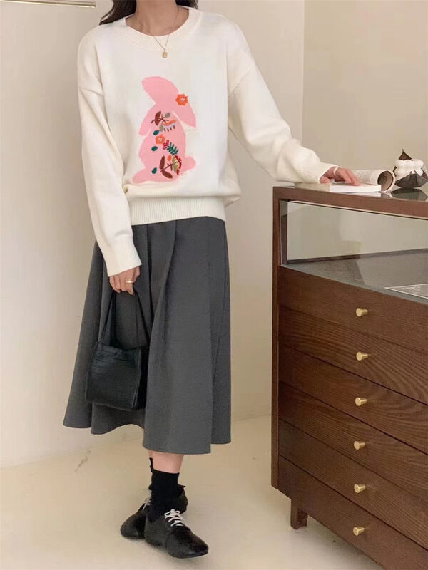 【SUSAN】Round neck loose bunny warm sweater X83518# LSW