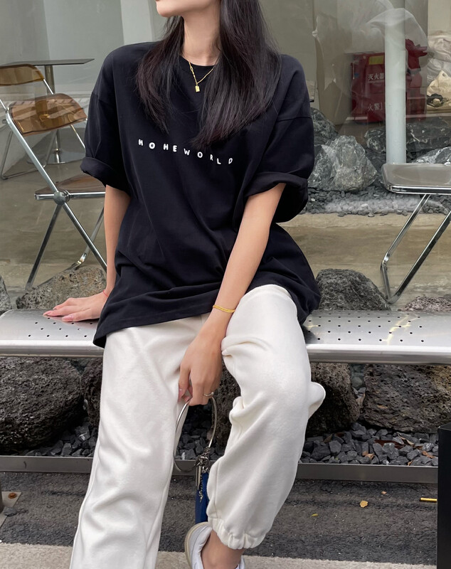 【KEYBOARD】Korean version simple letter printing all-match short-sleeved T-shirt K-6930