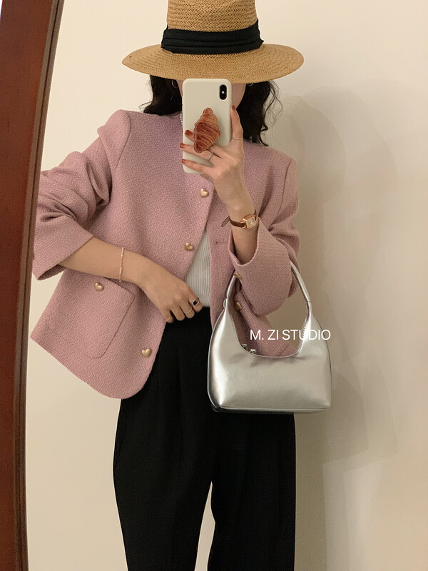 2023 early spring new style! 【M.ZI STUDIO】Temperamental fragrance and love button short jacket 12238# HBX