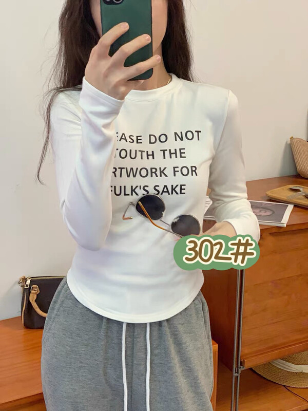 2023 early spring new style! [Blue Show] simple letter all-match long-sleeved T-shirt YS1-302# LSW