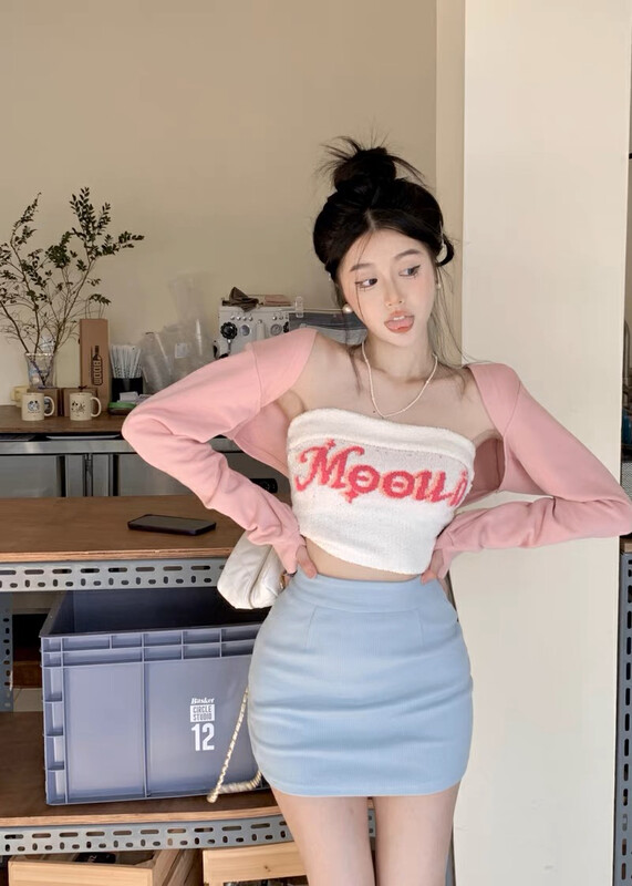 New in early spring [F·P] hot girl sexy letter tube top knitted vest/sling 33056# HBX