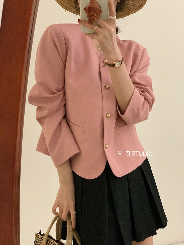 【M.ZI STUDIO】Temperamental short round collar short coat 12237# HBX