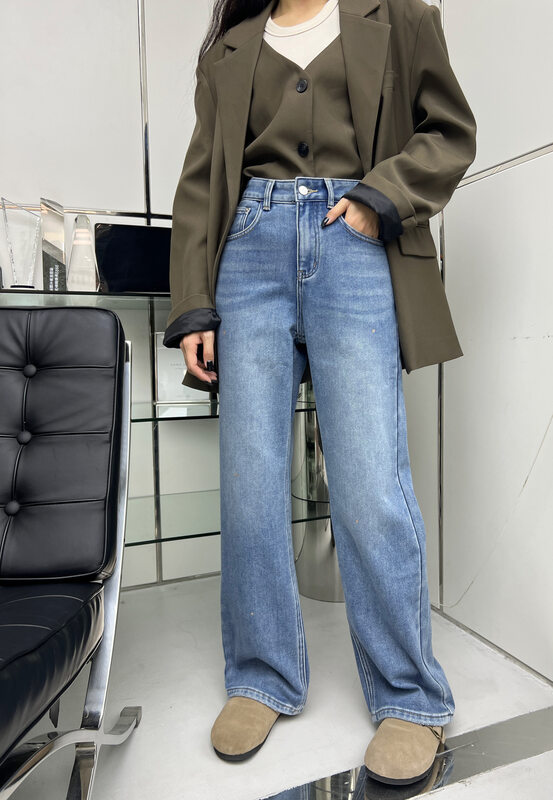 【T-PLATFORM】Casual loose solid color all-match jeans 9106# CQW