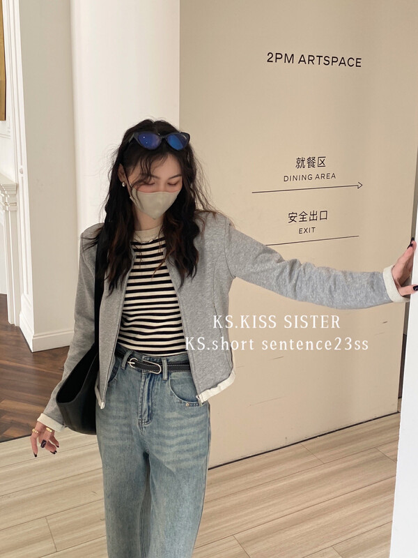 2023 early spring new style! [KS] fashion simple zipper round neck short coat 23053# LSL