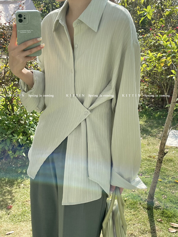 【KITTIN】Korean simple design side button shirt 8782# FHX