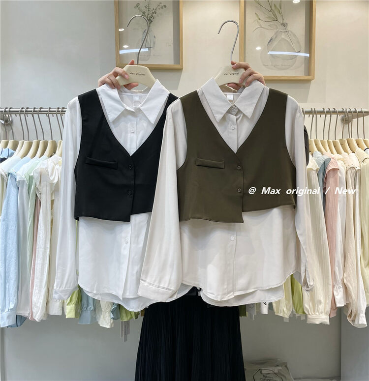 【MAX ORIGINAL】stitching fashion personality shirt 99173# HBX