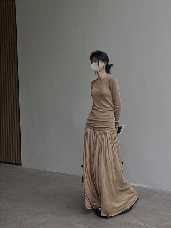 【SOUL】Sleeveless Korean style pleated dress 6615311qm# CLS