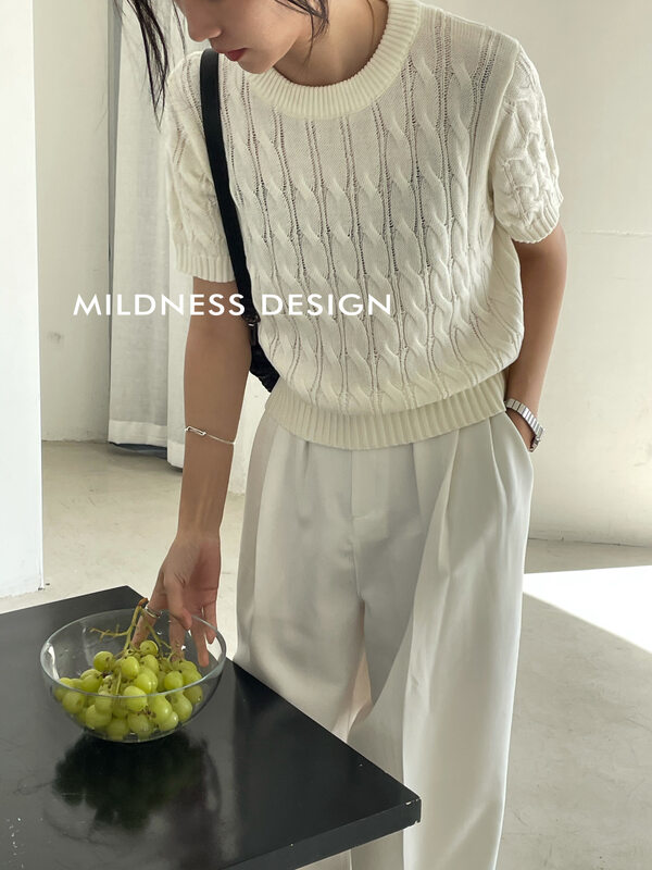 【MILDNESS】棉紗麻花針織衫針織衫55602
