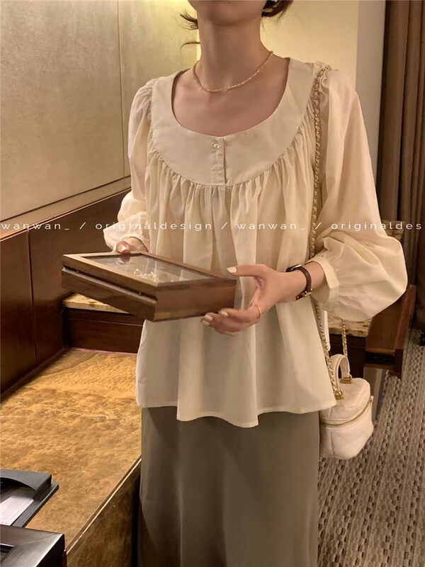 2023 early spring new! 【WANWAN】Korean simple round neck shirt 66050# HBX