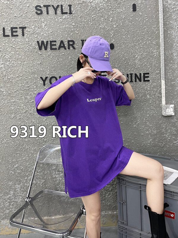 【9319】Small letter round neck short-sleeved T-shirt 23011# L