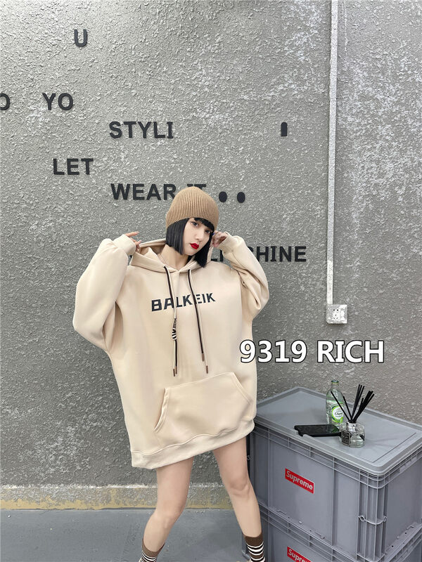 2023 early spring new! [9319] hooded loose letter pullover sweater 98033# L