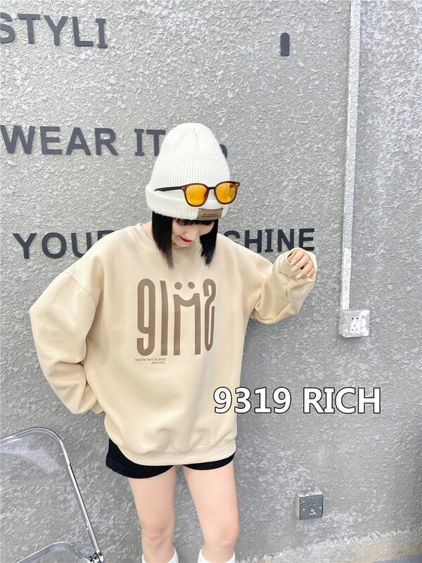 2023 early spring new!【9319】Comfortable pullover sweater with round neck letter print 63030# L