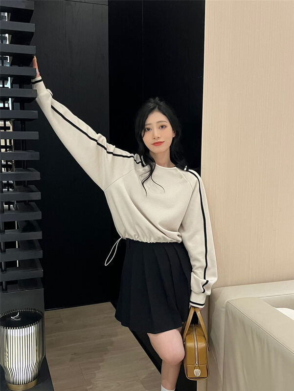 2023 early spring new! [RICH PAPA] Polo collar retro contrast color sweater 31A286# ZXX