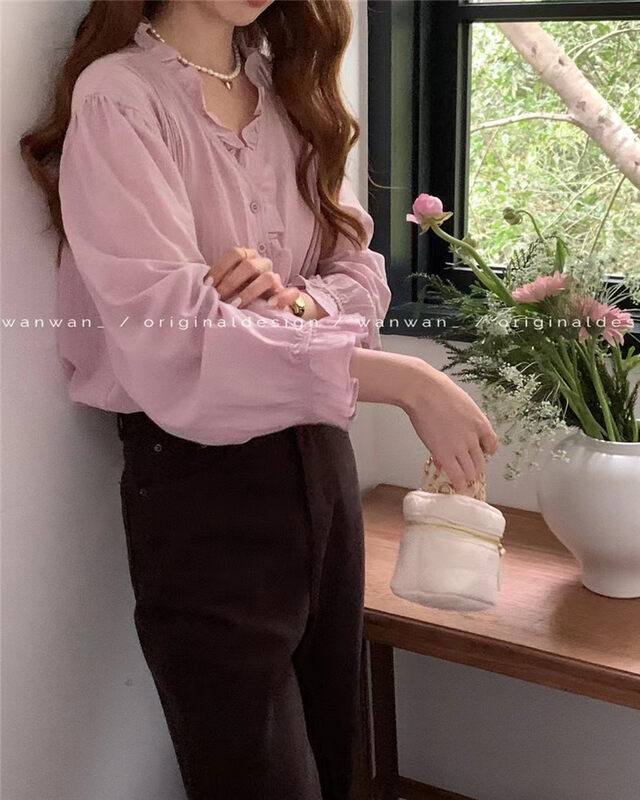 2023 early spring new! 【WANWAN】Simple V-neck single-breasted shirt 66055# HBX