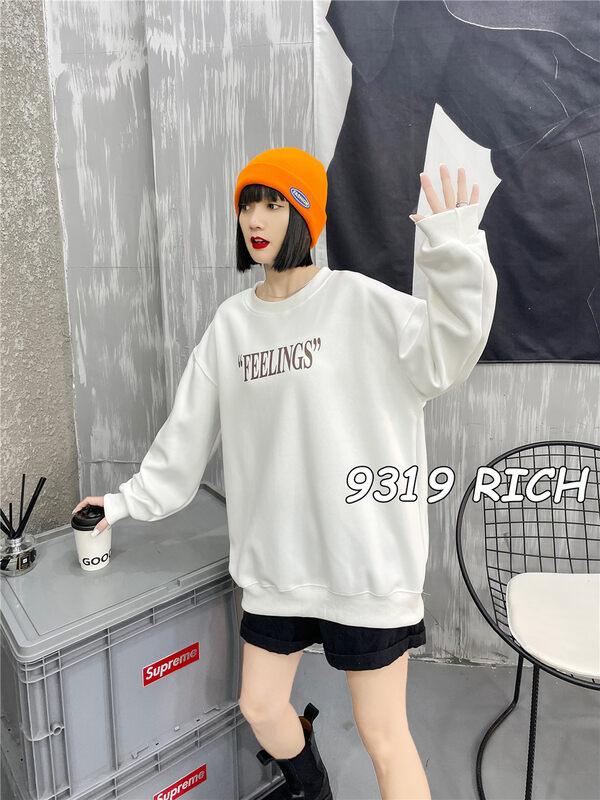 【9319】Round neck loose pullover letter sweater 63033# L