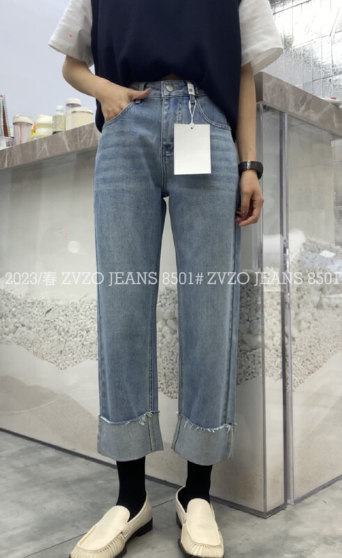 New in early spring of 2023! [ZVZO] New features in spring: high-end, simple, thin, cuffed straight-leg jeans HZ8501# ZXL