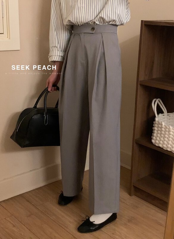 2023 early spring new! 【SEEK PEACH】commuting texture and comfortable trousers 5936# L