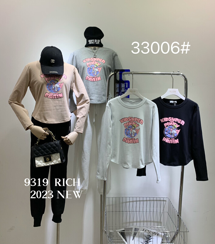 2023 early spring new! [9319] anime print round neck long-sleeved T-shirt 33006# L