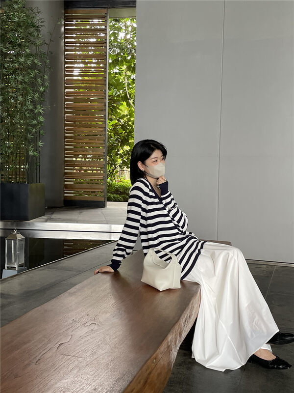 2023 early spring new style! [SOUL] Lazy striped mid-length knitted sweater 6677# CLS
