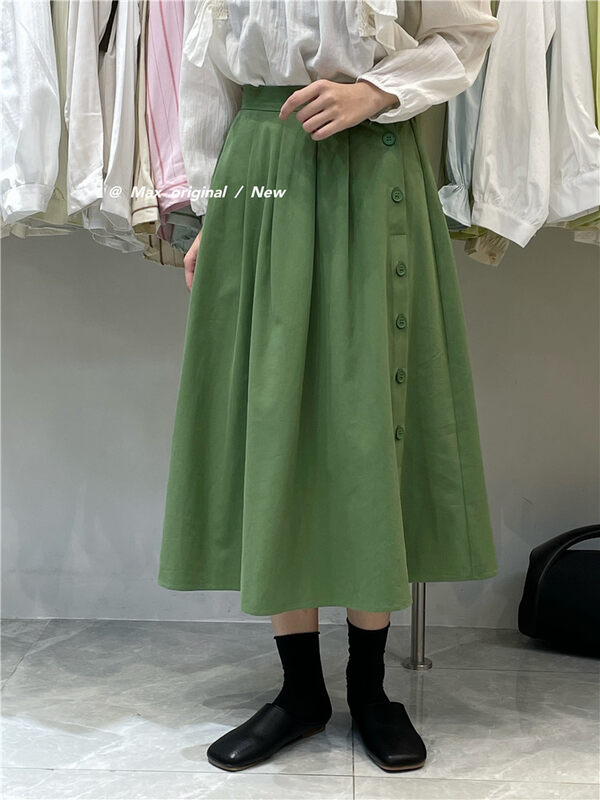 2023 early spring new! 【MAX ORIGINAL】Korean style simple side button skirt YS1-88981# HBX