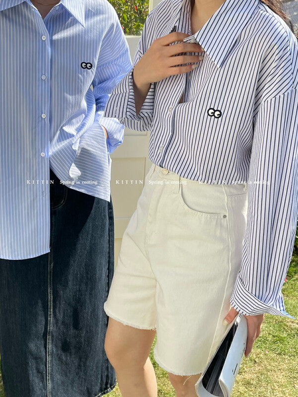 2023 early spring new! 【KITTIN】Korean simple and fresh striped shirt 8786# FHX