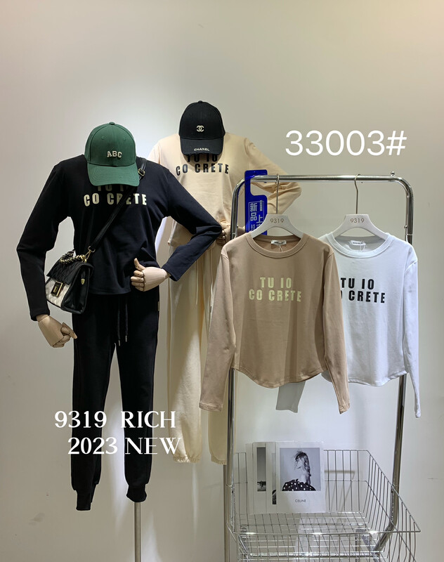 2023 early spring new! 【9319】letter print round neck long-sleeved T-shirt 33003# L