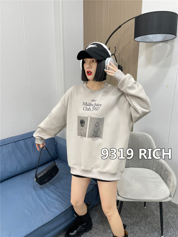 2023 early spring new style! 【9319】Comfortable letter sweater with round neck loose pullover 63022# L
