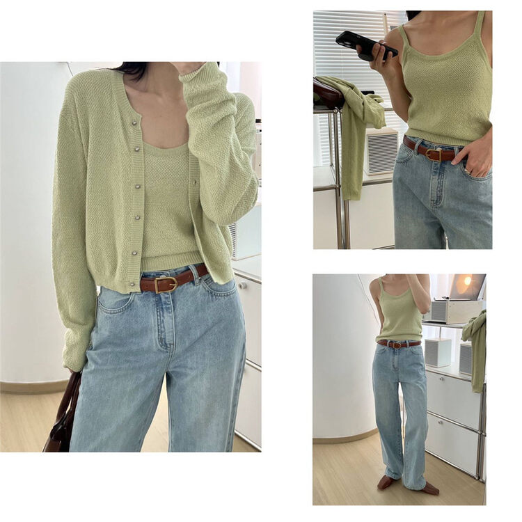2023 early spring new!【CLEAN SPACE】Simple breasted fashionable vest/sling (only sell vest) 35510A# CLS