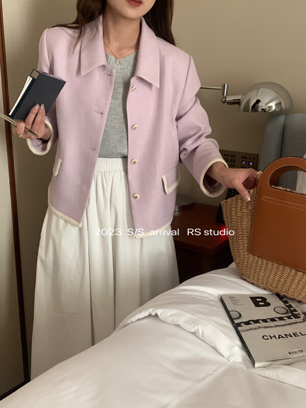 2023 early spring new style!【RS】Retro hit color webbing short jacket KL8282# FHX
