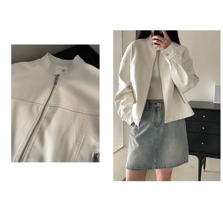 2023 early spring new!【CLEAN SPACE】casual simple fashion leather jacket 36051# CLS