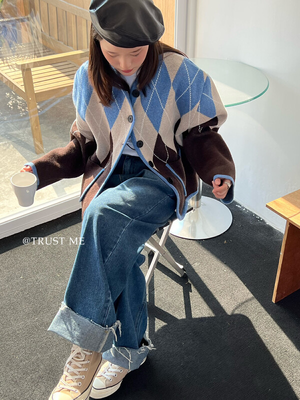 [TRUSTME] Simple big-name casual loose wash water hole wide-leg foldable trousers jeans 35-40136