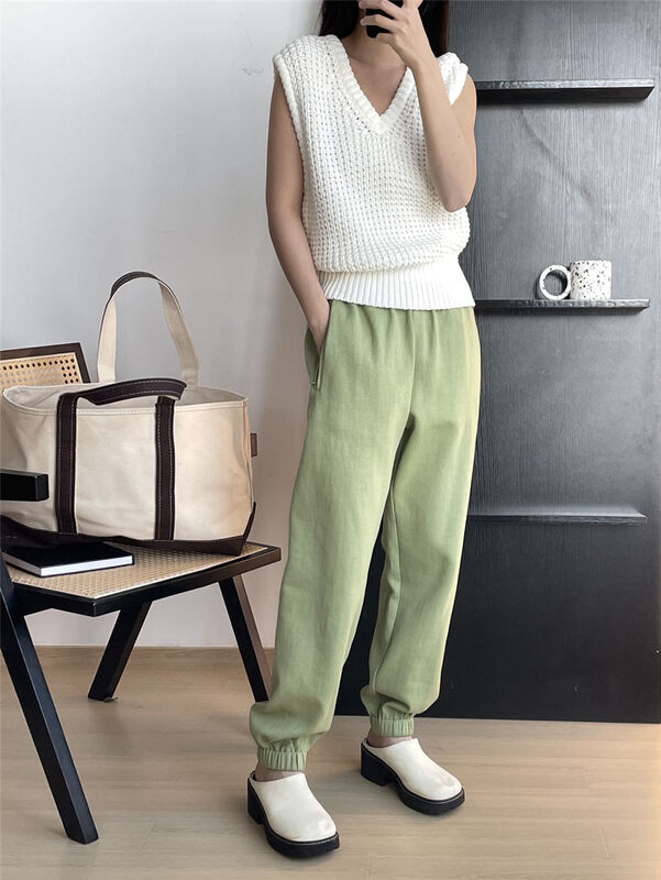 2023 early spring new! 【CLEAN SPACE】elastic waist all-match fashion casual pants 35630# CLS