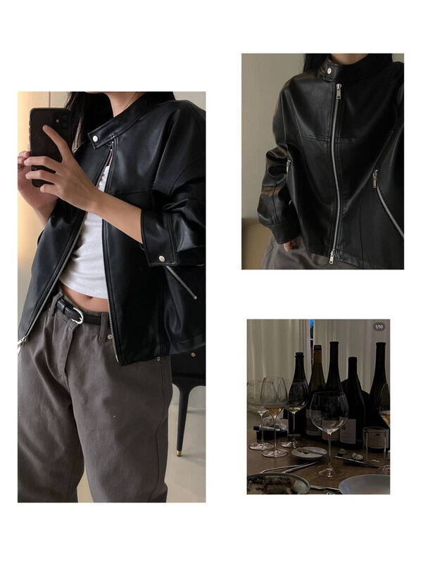2023 early spring new!【CLEAN SPACE】motorcycle wind trend fashion leather jacket YS1-36051# CLS