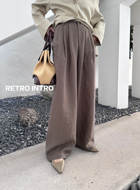 【RIN】Korean high-end linen material loose and thin wide-leg casual pants R21807