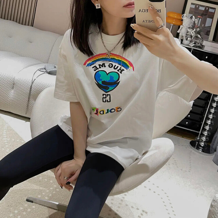 【YT】Earth rainbow print short-sleeved T-shirt T51791# PCZ
