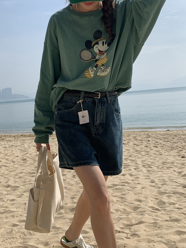 Live ⑭! 2023 early spring new! [MEET ME] Loose fashion all-match denim shorts 61650# L