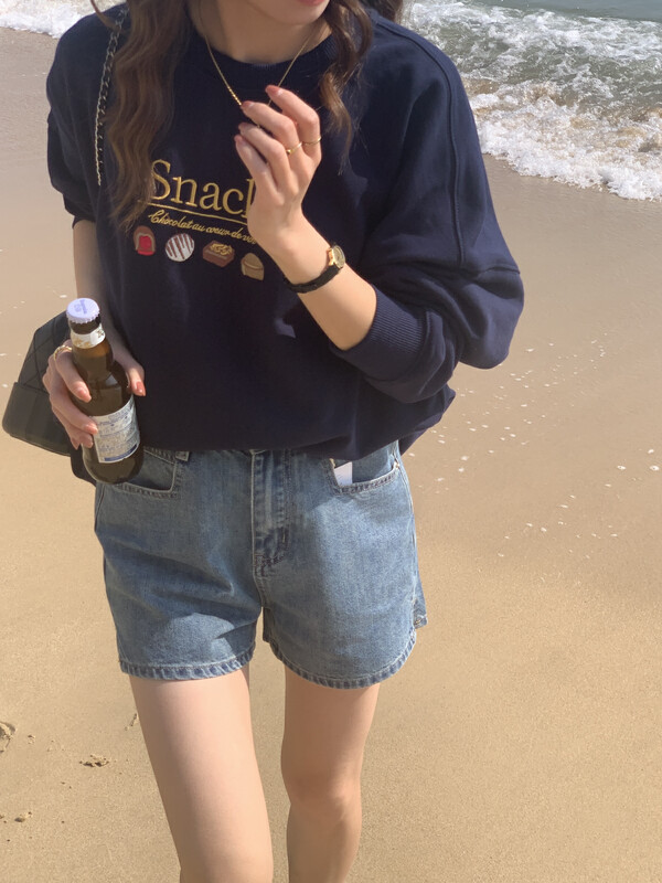 2023 early spring new!【MEET ME】High waist slimming all-match denim shorts A61280# L