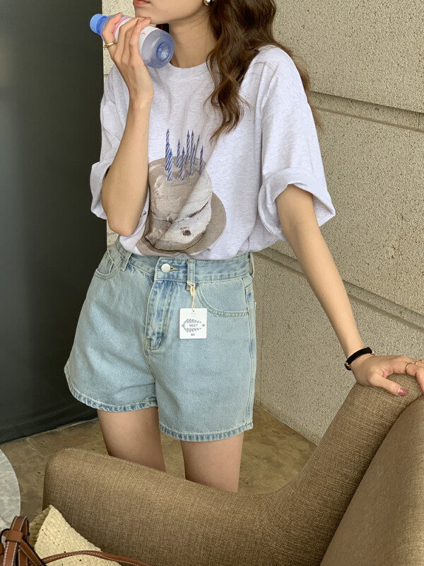 Live ⑩! New in early spring 2023! [MEET ME] High-waist slimming denim shorts 61622# L