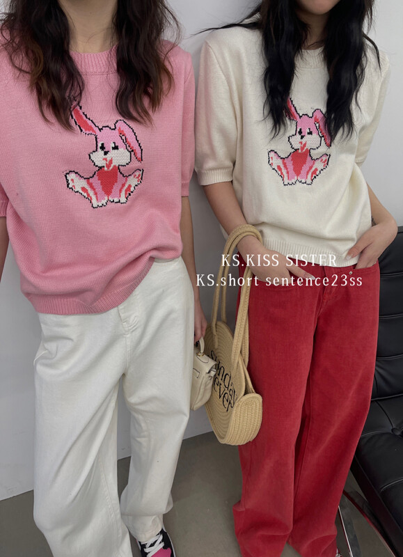 【KS】 粉色甜美減齡卡通兔子保暖毛衣  23000#  LSL